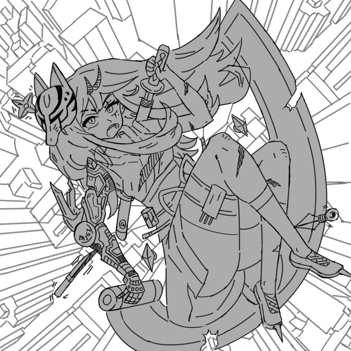 migi_art's tweet photo. Sketch ninja girl https://t.co/7lMJIKCQSX