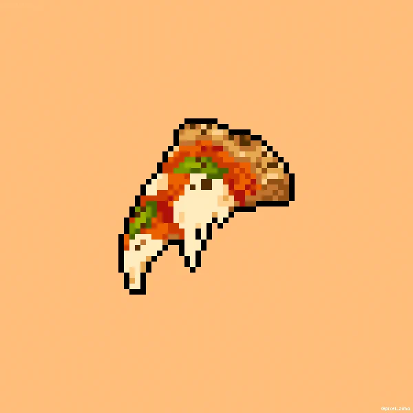 縁ありドット絵習作 ピザ #pixelart #ドット絵