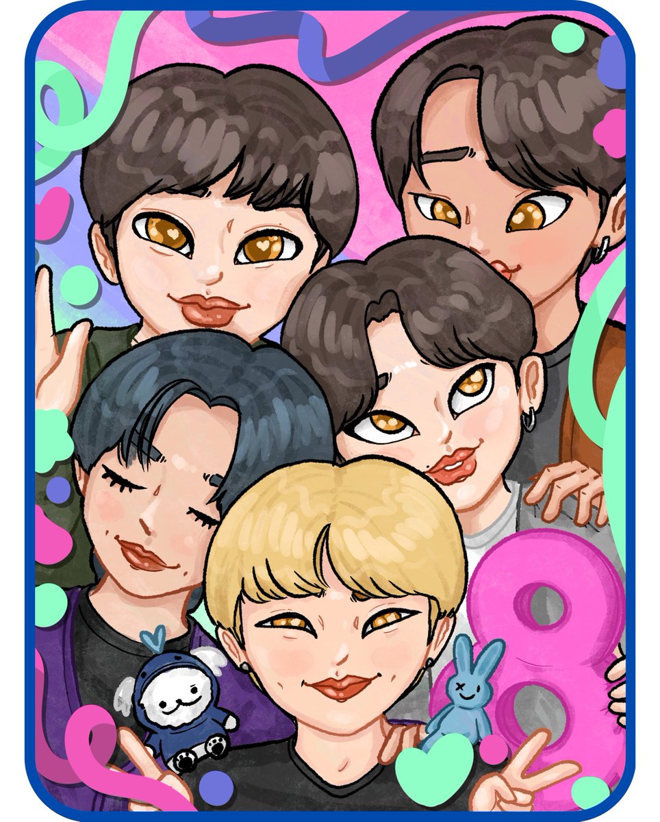 sleepyzizi's tweet photo. A million years late but I finally had the time to finish my anniversary art! 
Thank you Monsta X for giving me back my creative spark~ 🩷💙🩵
#monstax #monstaxfanart #8YearsWithMONSTAX #몬스타엑스
#MONSTAX_8th_Anniversary 
 #몬스타엑스8주년 https://t.co/cnbDxRCBjG