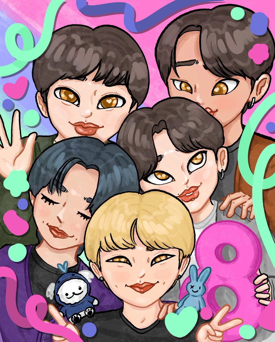 sleepyzizi's tweet photo. A million years late but I finally had the time to finish my anniversary art! 
Thank you Monsta X for giving me back my creative spark~ 🩷💙🩵
#monstax #monstaxfanart #8YearsWithMONSTAX #몬스타엑스
#MONSTAX_8th_Anniversary 
 #몬스타엑스8주년 https://t.co/cnbDxRCBjG