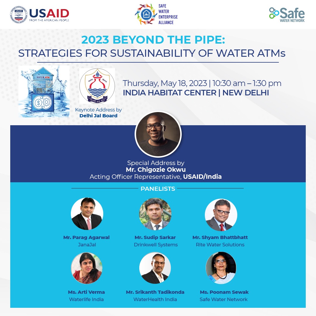 alliance_swe's tweet photo. Safe Water Network India and USAID India under the Program SEWAH- Sustainable Enterprises for Water and Health invite you to a lively discussion on Strategies for the Sustainability of Water ATMs.
Safe Water Enterprise Practitioners will share their latest experiences https://t.co/n5ozFYdRkp