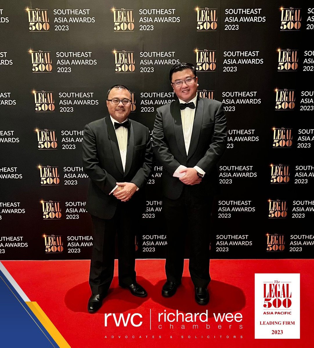 Recently Legal500 held the Southeast Asia Law Awards at Spore.

RWC is pleased to be shortlisted. We thank our clients & the RWC community for your continued support. 

RWC - Your Community Lawyers. 
#rwc #justright 
**
Follow us on Telegram for updates :-
t.me/+cE-cDYSVkoNiY…