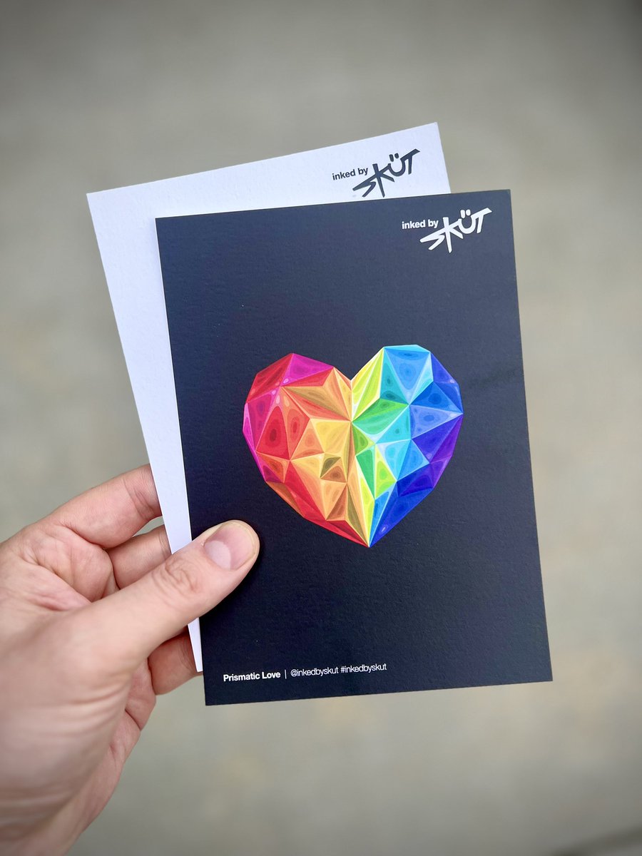 Prism classic <a href="/inkedbyskut/">Sküt</a> #heart #art #postcard Should I lean into more geo designs? 🤔💎🌈💖 #pride