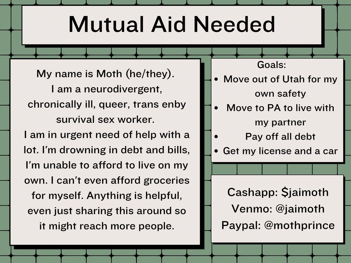 Please share this anywhere and everywhere. I’m at the end of my rope. I need help.

GFM: gofund.me/97c8fc7a

#MutualAid #MutualAidRequest #GoFundMe #TransCrowdFund #chronicillness #ActuallyAutistic #Neurodivergent #crowdfunding #lgbtqcommunity #lgbtqiamutalaid