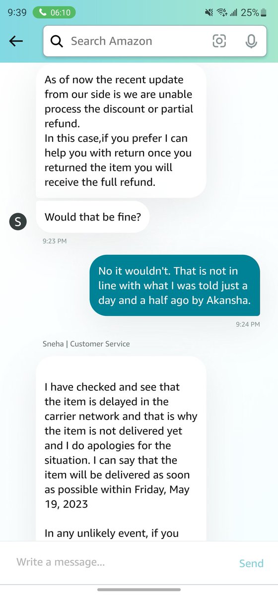InCaseyWood's tweet photo. I'm generally in favor of giving anyone an opportunity, but the quality of @amazon customer service has REALLY plummeted since moving overseas. Thankfully the phone agent they eventually connected me to was honest.
#TerribleCustomerService #GraceHelped #SecondsFromCancellingPrime https://t.co/GgKL0BD3i0