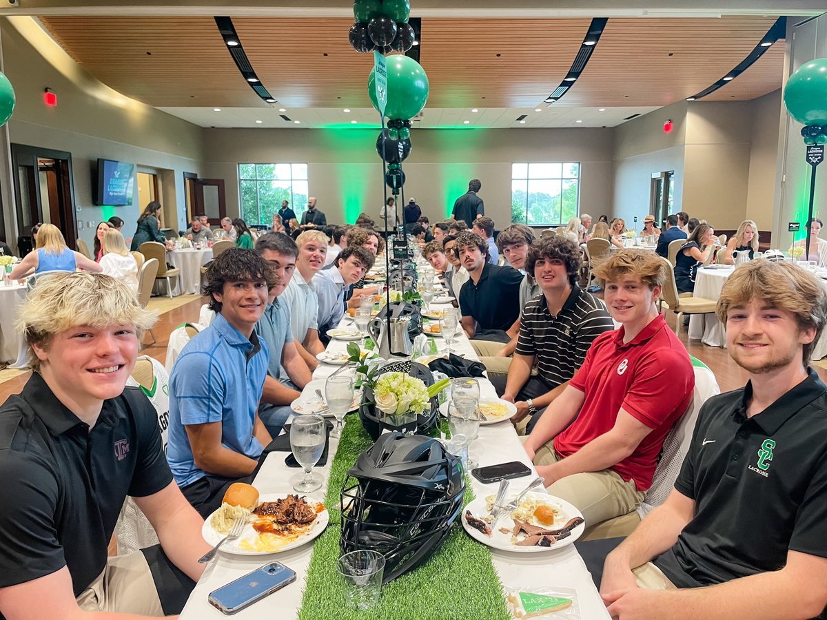 SCLADragonLax's tweet photo. What a year!! End of Year Banquet for a 1 of a kind group. Tons of younger guys stepped up this year &amp; we loved celebrating them!! But these seniors…we sure are are going to miss them and their families!! 💚💚💚 https://t.co/n7XxTbQkMH