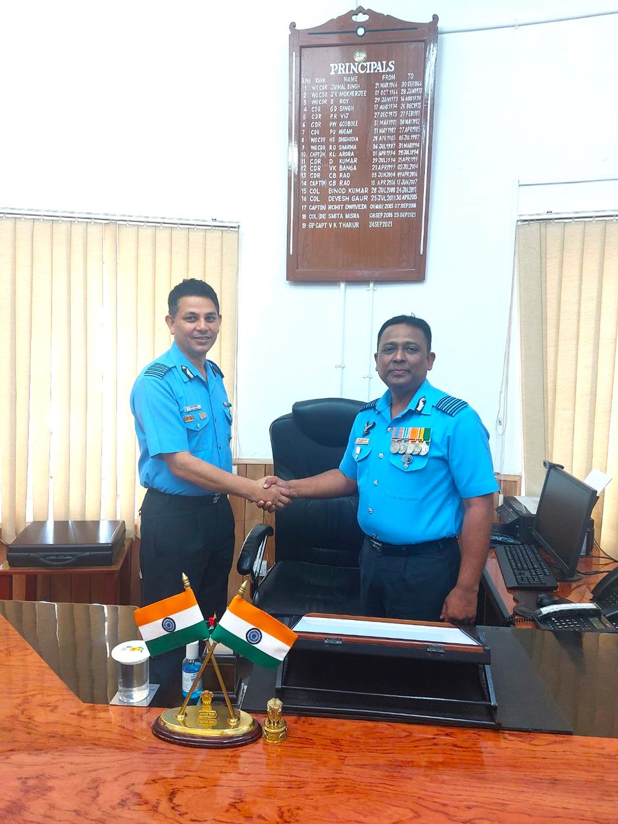 SSGK1966's tweet photo. Group Captain Vijay Singh Dangwal takes over as new Principal

After completing a successful tenure of almost one and a half year at Sainik School Ghorakhal, Gp Capt Vijay Kumar Thakur handed over the charge of Principal to  Group Captain Vijay Singh Dangwal on 15 May 23. https://t.co/KFv7B8uzHB