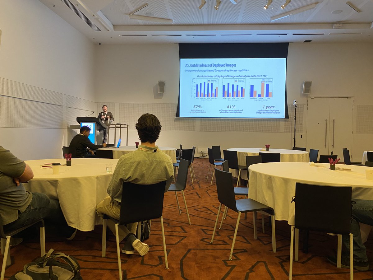 Coen De Roover (@coenderoover) on Twitter photo Action shots of <a href="/ROpdebee/">Ruben Opdebeeck</a> presenting "Helm Charts for Kubernetes Applications: Evolution, Outdatedness and Security Risks" at <a href="/msrconf/">MSR 2025</a> 2023. Joint work w/ <a href="/a_zerou/">Ahmed Zerouali</a> <a href="/CoenDeRoover/">Coen De Roover</a>. Pre-print soft.vub.ac.be/Publications/2… #kubernetes #helm #security #iac Action shots of <a href="/ROpdebee/">Ruben Opdebeeck</a> presenting "Helm Charts for Kubernetes Applications: Evolution, Outdatedness and Security Risks" at <a href="/msrconf/">MSR 2025</a> 2023. Joint work w/ <a href="/a_zerou/">Ahmed Zerouali</a> <a href="/CoenDeRoover/">Coen De Roover</a>. Pre-print soft.vub.ac.be/Publications/2… #kubernetes #helm #security #iac