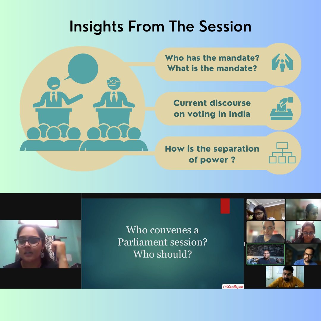 CPLFellows's tweet photo. #CPL Alumna &amp; founder of @_maadhyam_ , Maansi Verma (@mv_meanderings) conducted a session on Weakening Parliamentary Accountability with #CPLFellows. It covered  essentials of #Parliamentary operations and what #citizens can do to restore #democratic functioning. https://t.co/Y9WaDMRz7u