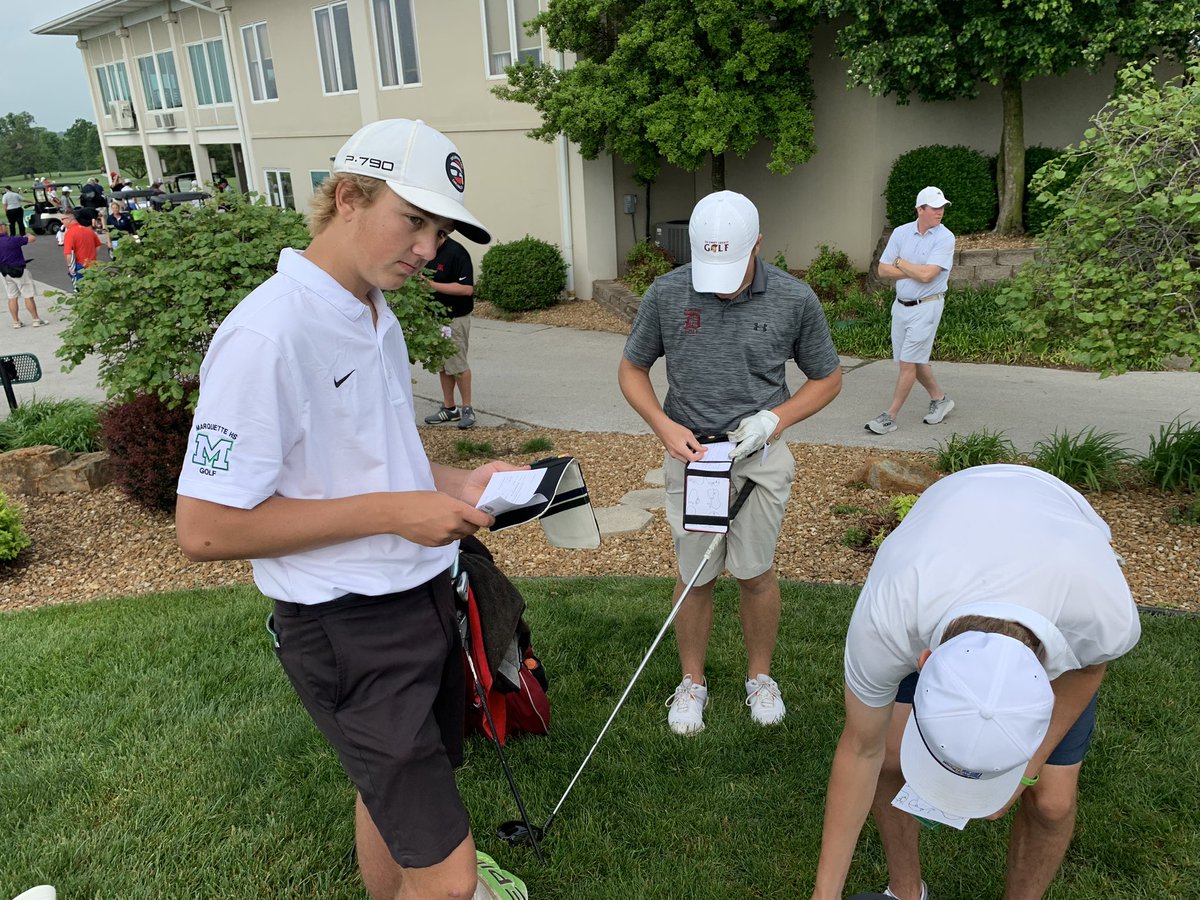 MHSStangsGolf's tweet photo. We have some work to do before day #2 of the 2023 Missouri State Tournament at Silo Ridge CC in Bolivar, Mo. https://t.co/PnvI5T71o1