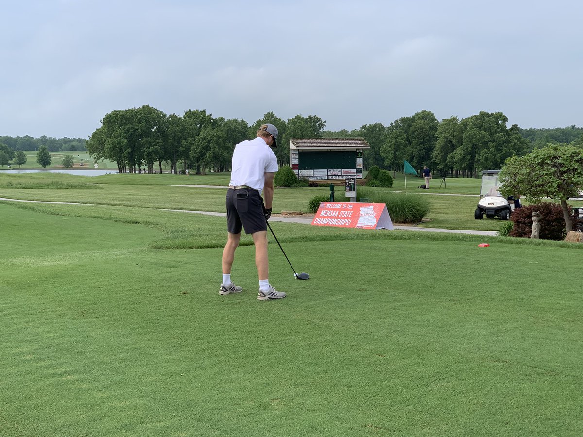 MHSStangsGolf's tweet photo. We have some work to do before day #2 of the 2023 Missouri State Tournament at Silo Ridge CC in Bolivar, Mo. https://t.co/PnvI5T71o1