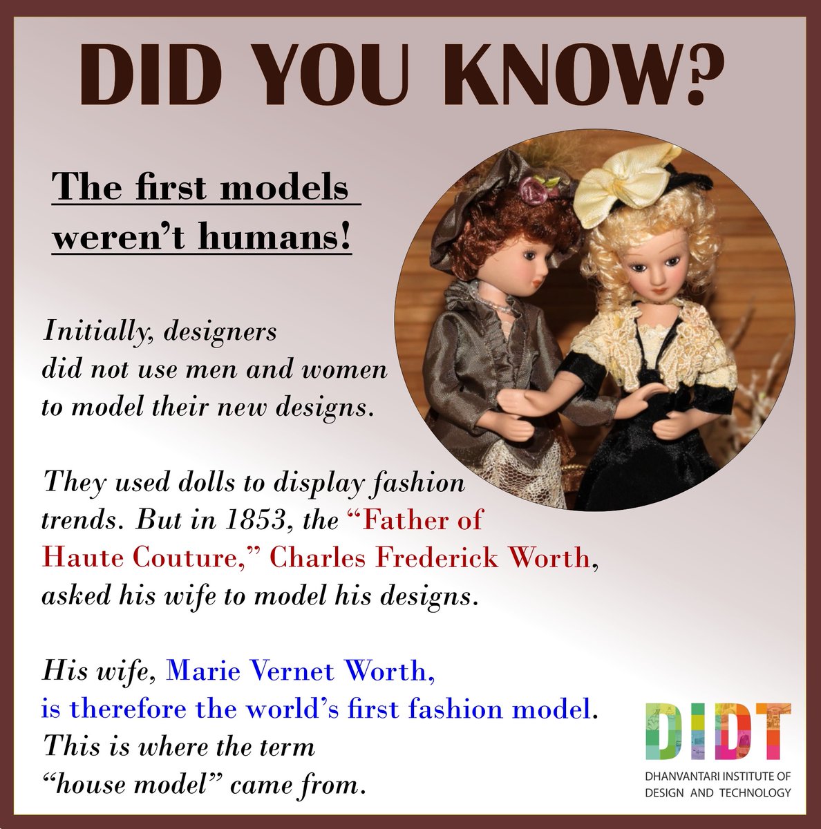 didtcampus's tweet photo. 𝐃𝐈𝐃 𝐘𝐎𝐔 𝐊𝐍𝐎𝐖?

#DIDTCampus #DIDTCollege #DIDT #didyouknow #didyouknowpost #factsspeak #fashion #fashionfacts #BDesign #FashionDesigning #InteriorDesigning #AdmissionOpen #Admission2023 #HurryUp #CareerGuidance #Internship #differentcareer #fashiondesign #interiordesign https://t.co/iHxhFBFeYl