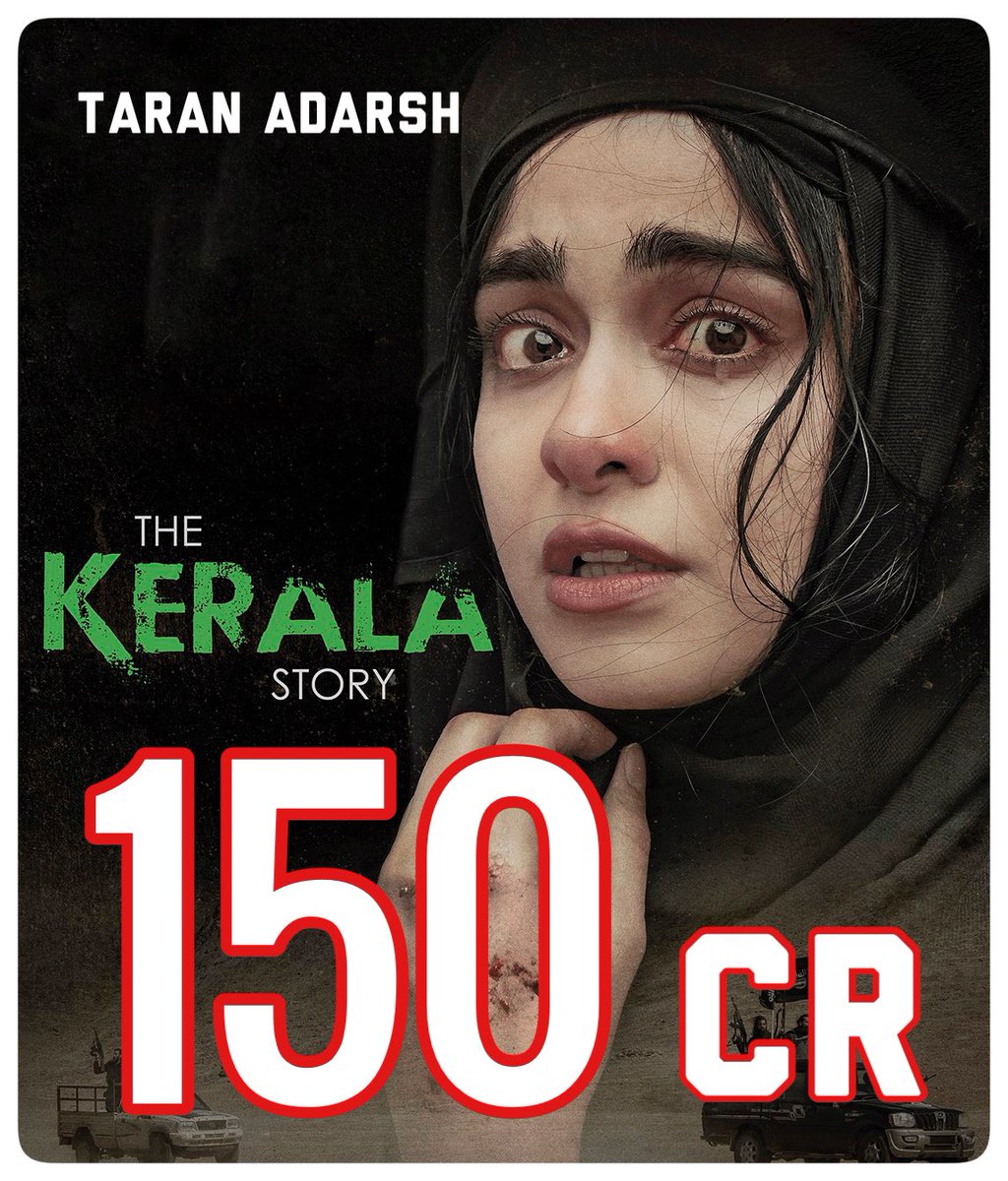 taran_adarsh's tweet photo. #TheKeralaStory is not slowing down soon… Hits double digits on [second] Mon, HIGHER than [first] Mon - ₹ 10.03 cr… All set to cross ₹ 150 cr today [second Tue]… [Week 2] Fri 12.35 cr, Sat 19.50 cr, Sun 23.75 cr, Mon 10.30 cr. Total: ₹ 147.04 cr. #India biz. #Boxoffice https://t.co/yJ7V8dpQuV