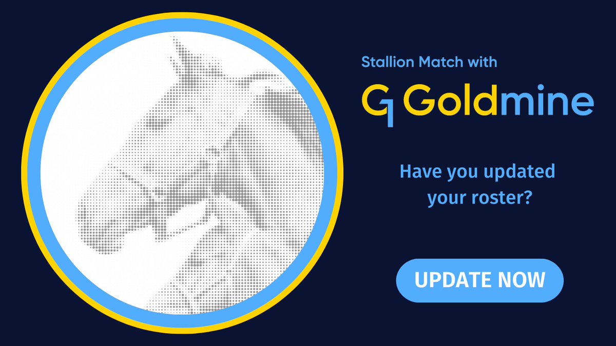 G1Goldmine's tweet photo. Calling all G1 Goldmine stud farms members! Have you updated your G1 Goldmine roster? Don’t forget! 👉https://t.co/2u563MkCUm
#thoroughbred #breeding #studfarms https://t.co/nHVa4wtvWn