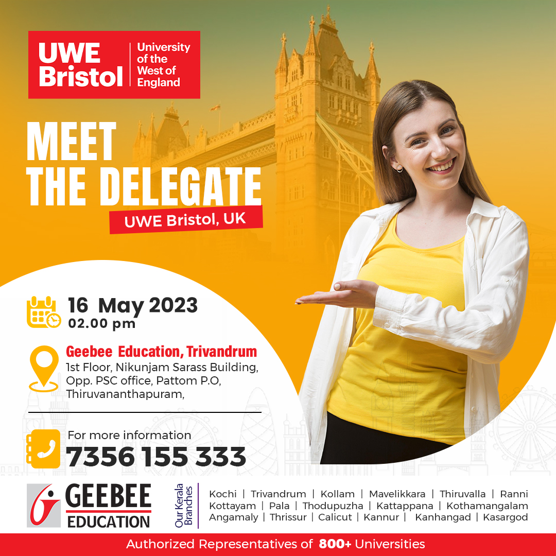 mandgworld's tweet image. Meet UWE Britol, UK Delegate at GEEBEE Education Office, Trivandrum.
For more details, Call: 7356155333
.
#geebeeeducation #studyabroadconsultants #studyinnz #trivandrum #ukstudyabroad