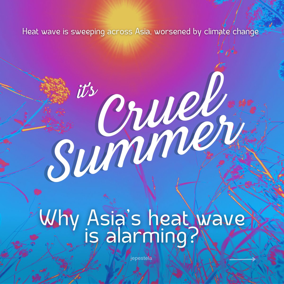 When Taylor Swift wrote Cruel Summer, was she talking about these brutal heat waves? ❤️‍🔥

Take a look at why heat waves in Asia are alarming and concern scientists. 🧵➡️ 1/4

#Heatwaves #ClimateActionNow #IPCCReport