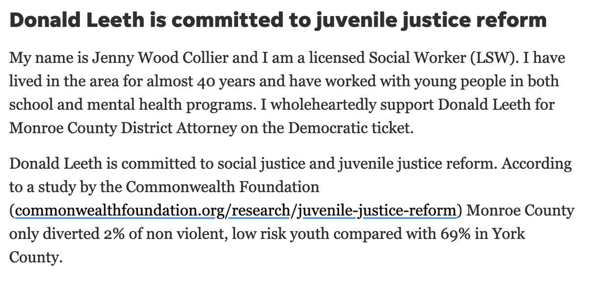 Grunge_Bob's tweet photo. @DonaldLeeth4DA @PoconoRecord "The current DA office treats most youthful defendants through the  criminal justice system which is known to be less effective than  diversion programs which focus on rehabilitation and treatment." - Jenny Wood Collier, MA LSW, Stroudsburg

https://t.co/6BgyJD0t4F @PoconoRecord https://t.co/ZQw64lG9Z3