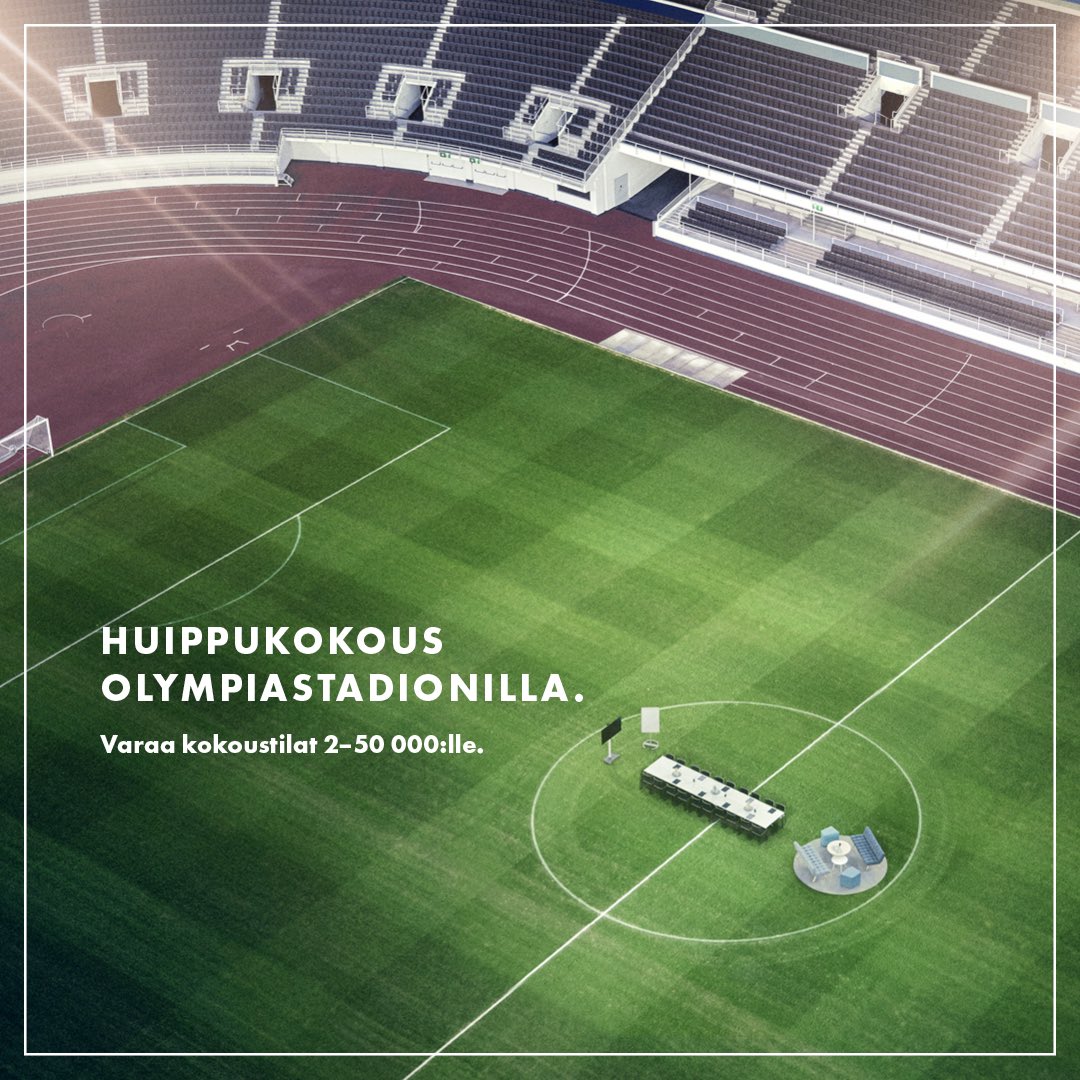 stadionhelsinki's tweet photo. Olympiastadion tunnetaan konserteista ja urheilutapahtumista, mutta meillä on tarjolla myös paljon muuta. Voit varata kokous- ja liikuntatiloja omiin tilaisuuksiisi tai kulkea tähtien jalanjälissä opastetuilla stadionkierroksilla. #fiiliksentakia 

➡️ https://t.co/3JQWzr5XJF https://t.co/Hdapnsr4pl