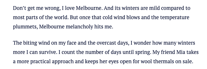 iSudatta's tweet photo. Thank you, for saying it out loud, @themaidastouch. While I melt in 40+ degrees, miss the Melbourne chill, I also remember the indescribable feeling of Melbourne winter... https://t.co/4sKQWIPcQr https://t.co/KB0VGRVRRE