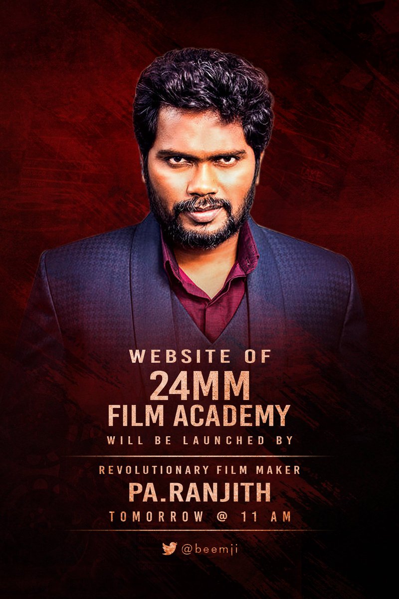 Director #PaRanjith @beemji will  launch Cinematographer @Sridhar_DOP's New venture #24mmFilmAcademy 📽 website 💻on 17th May @ 1⃣1⃣AM 

@januvitha #drgirijajyotheeswaran
@pro_guna

#Cinema #FilmTwitter #filmtwt #film #filming