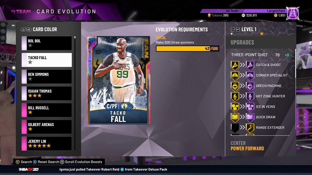 largeinfant2k's tweet image. More crazy 2K20 evo requirements. 500 x 3's with Tacko was a mission! I don't think I got past 2 3's with Simmons tho 😂😂

#NBA2K20
#NBA2KMyTeam