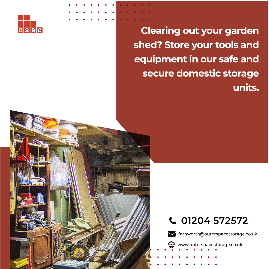 Clearing out your garden shed? Store your tools and equipment in our safe and secure domestic storage units.

#selfstorage #selfstoragemanchester #storage #storagesolutions #moving #storageunit #storageideas #securestorage #declutter #storageunits #packing #selfstoragefacility