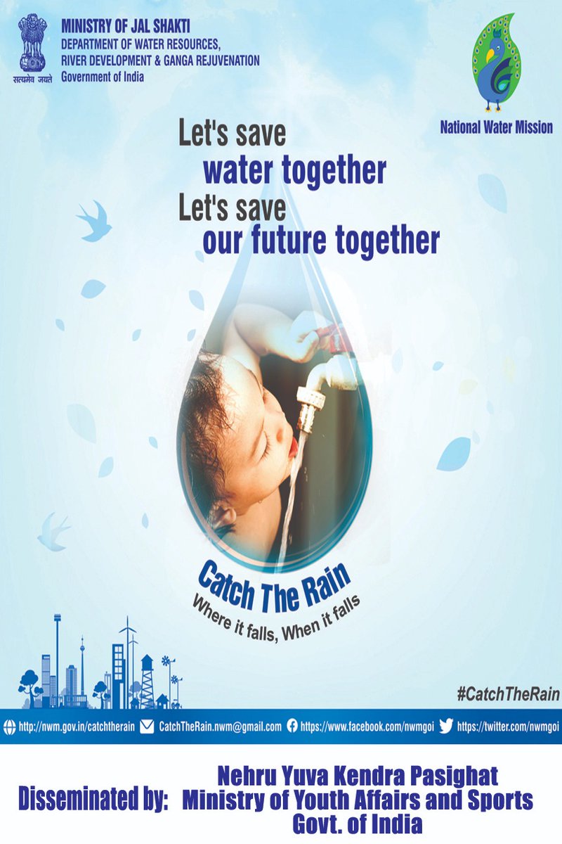 let's Save water together,
Let's save our future together.
#CatchTheRain 
@Inkhuanguang_RD @ianuragthakur @nwmgoi @Nyksindia @YASMinistry