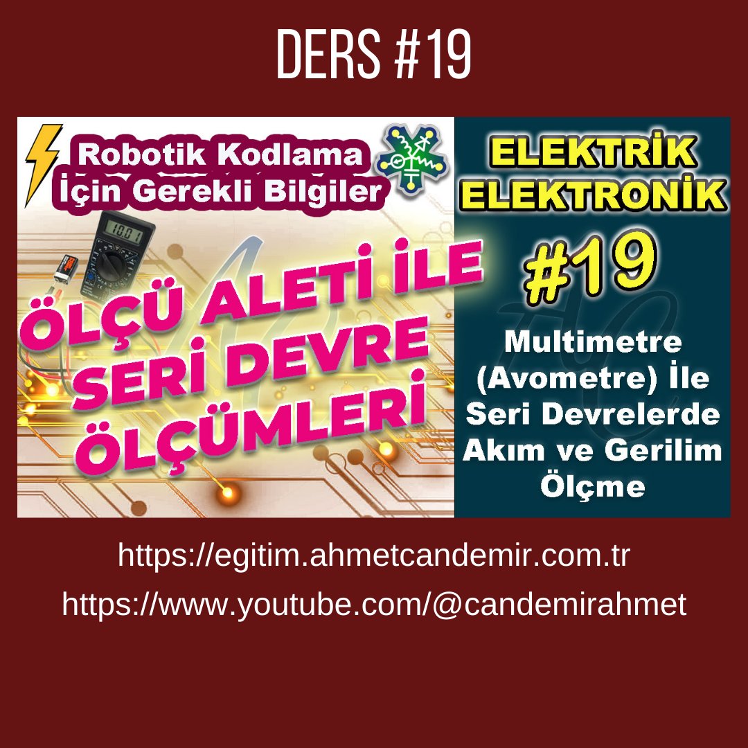 youtu.be/u9pEHzm39X8
Ölçü Aleti (Multimetre - Avometre) İle Seri Devrelerde Gerilim ve Akım Ölçme
#arduino #steam #robotics #edutech #robotic #robotik #robotikkodlama #yapayzeka #eğitim #education #electricity #electrical #Electronic #elektrik #elektronik #Circuit #istanbul