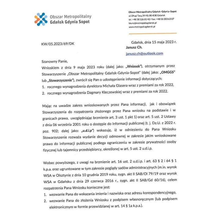 Janusz_Ch_'s tweet photo. Ile zarabiają twórcy "sukcesu" Mevo?
Nie dowiemy się, bo to "prywatność osoby fizycznej i tajemnica przedsiębiorstwa" i tradycyjne bezpodstawne żądanie moich danych. Na Stowarzyszenie wykłada kasę kilkanaście pomorskich gmin. Co o tym myślicie? @MaciejNaskret @dz_baltycki https://t.co/46riSn9bVG