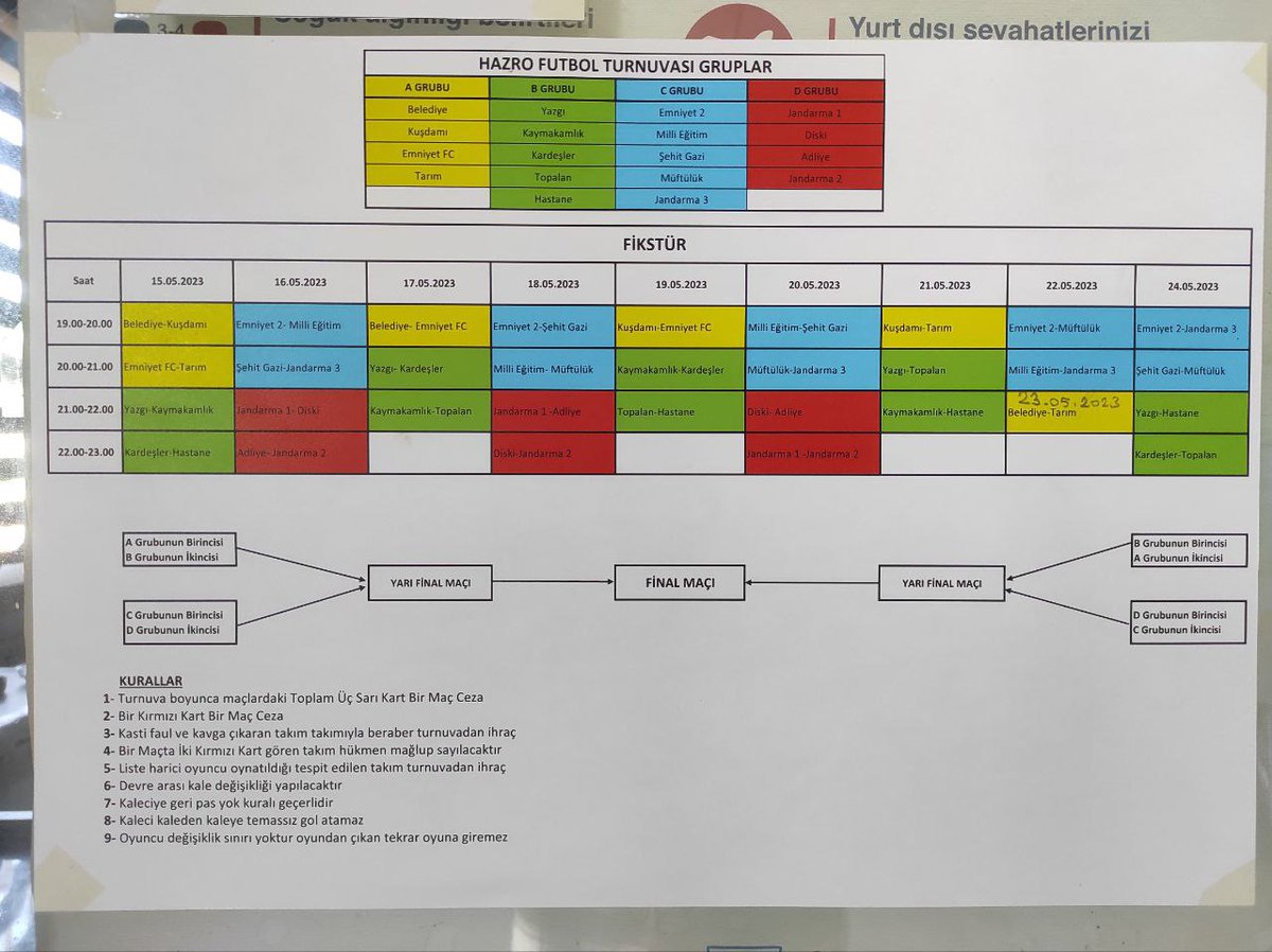 Hazro Öğretmenevi ve Akşam Sanat Okulu Halı Saha çalışmalarımız tamamlanmıştır.

Hazro Kaymakamlığı'mızın katkılarıyla düzenlenen turnuvamız 15.09.2023 tarihi itibariyle başlamıştır. 

Tüm halkımız davetlidir.

<a href="/salihsakmia/">Salih Sak</a> 
@hazrokymkm 
<a href="/HazroIlce/">Hazro İlçe Milli Eğitim Müdürlüğü</a>