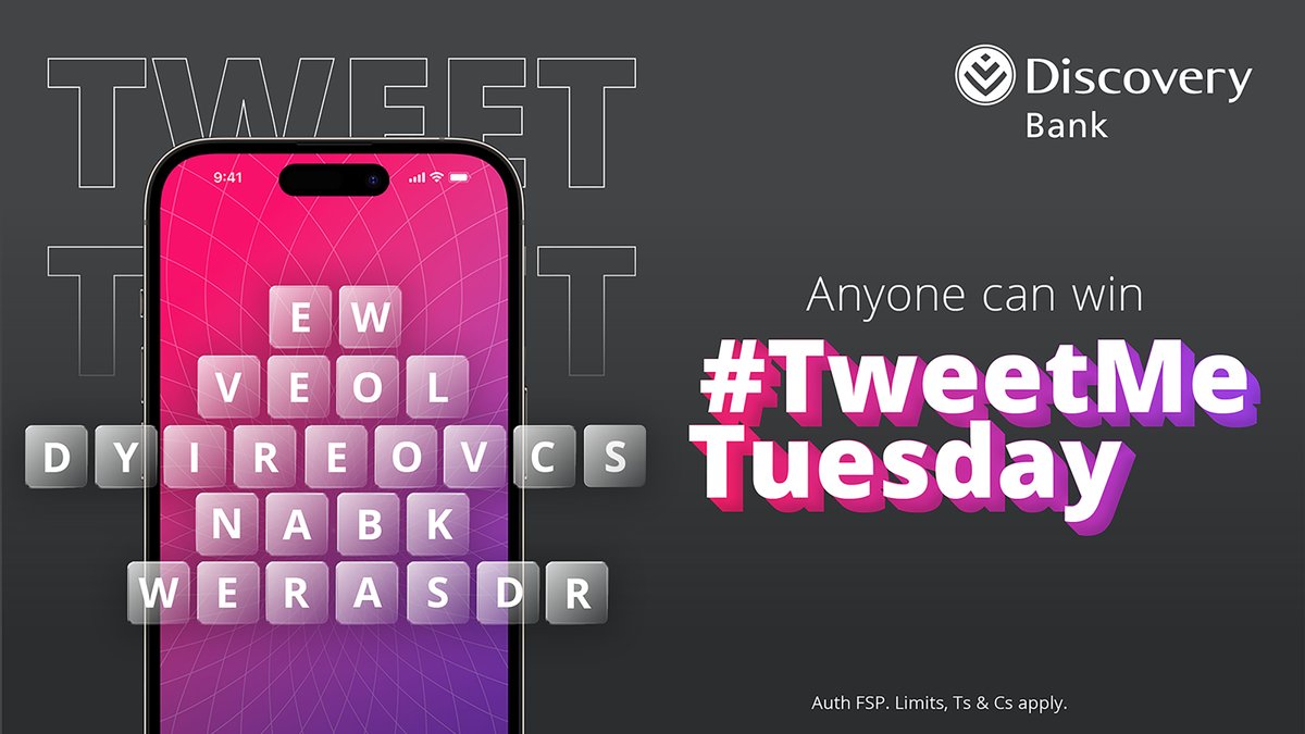 Discovery_SA's tweet photo. This #TweetMeTuesday is all about rewarding you! We do banking differently, so you can get unique benefits and rewards. 🏆

For a chance to win R500* in this week's competition, unscramble the words in this image and reply with your answer &amp; #DiscoveryBestBank. *Ts&amp;Cs apply. https://t.co/GvoW2YmltU