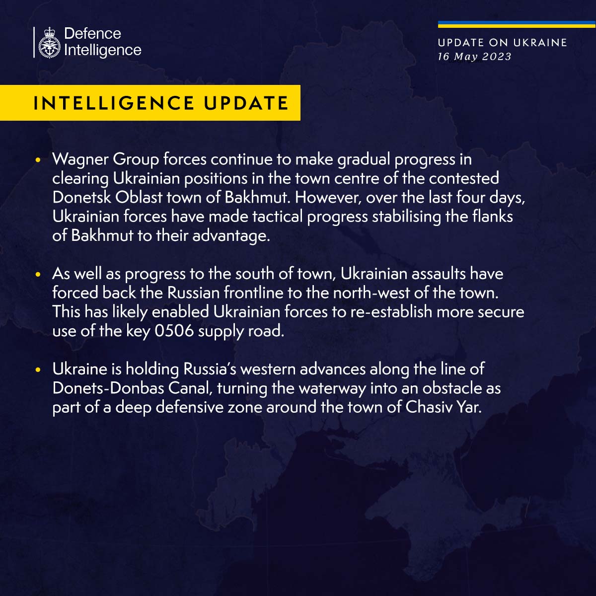 DefenceHQ's tweet photo. Latest Defence Intelligence update on the situation in Ukraine - 16 May 2023.
Find out more about Defence Intelligence's use of language: https://t.co/0FG6w4yI6a
๐บ๐ฆ #StandWithUkraine ๐บ๐ฆ https://t.co/BPDgNQ7Z39