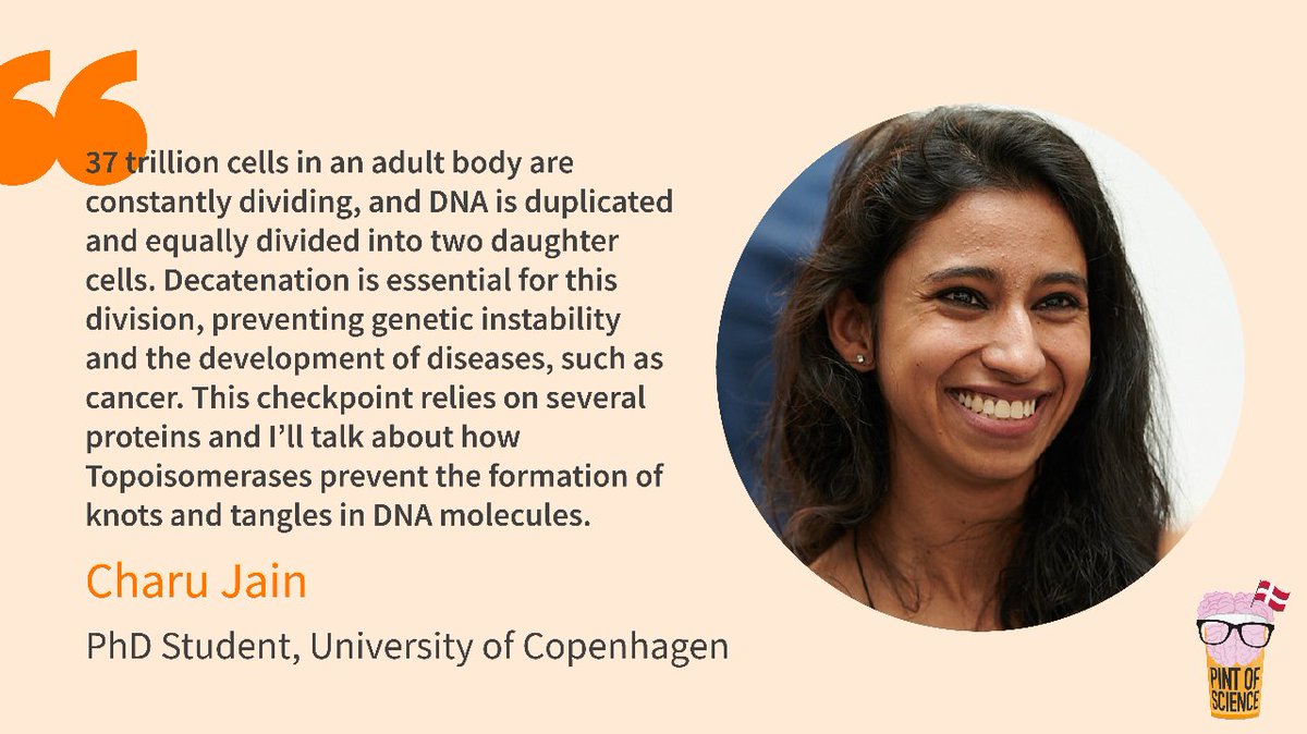 pintofscienceDK's tweet photo. 📣 #pint23 in #Copenhagen #OurBody 🏃‍♀️👤

Join us for a great #science evening with @CharuJain09 from @UCPH_CPR who will talk about how our DNA divides 🧬➗

🗓 Tuesday, May 23rd, 19.30
📍 Next House Copenhagen (Bernstorffsgade 27)
➡️ More info https://t.co/YPJD8txGUG https://t.co/gLPW67Mgcr