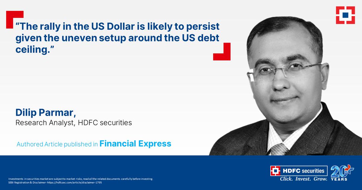 hdfcsec's tweet photo. The US dollar rally is likely to persist this week as well, given the uneven setup around the US debt ceiling. - Dilip Parmar
Read more - https://t.co/8HEwv2BPlm
#IndianStockMarket #MarketUpdate #HSLResearch #Currency #USDINR #InterestRates https://t.co/DiAL7Yp3Sv