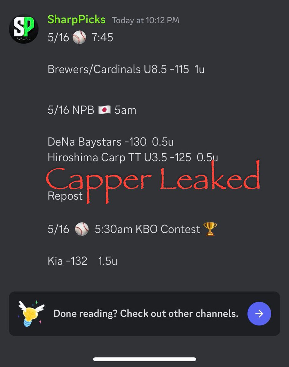 CAPPERS LEAKED on Twitter: "SharpPicks KBO 🔥"