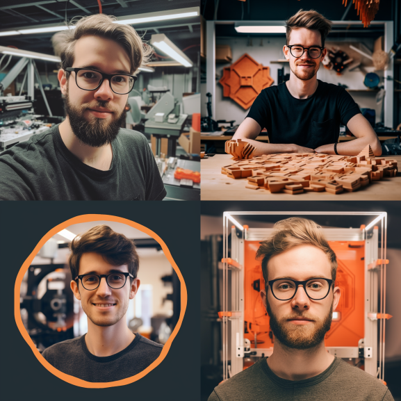 Some interesting Midjourney prompts. A profile photo of a 3D printing expert. A profile photo of a tech