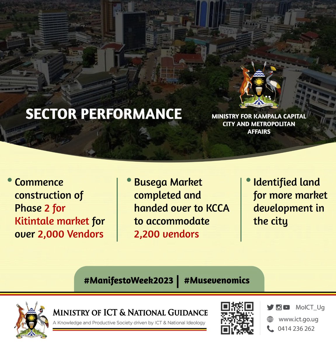 The 15 city markets taken over by KCCA.
#ManifestoWeek2023 
#Musevenomics 
@MoICT_Ug 
@KCCAUG