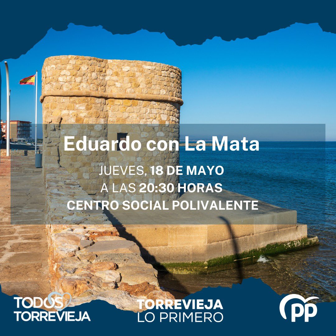 EduardoDolon's tweet photo. El jueves, a las 20:30h en el Centro Social Polivalente expondremos nuestro programa para La Mata. Además, realizaremos un pequeño, sincero y merecidísimo recuerdo a nuestro añorado J. Eduardo Gil Rebollo.

¡No puedes faltar!

Todos💙TorreviejayLaMata

#TorreviejayLaMataLoPrimero https://t.co/c7fZYyKBYV