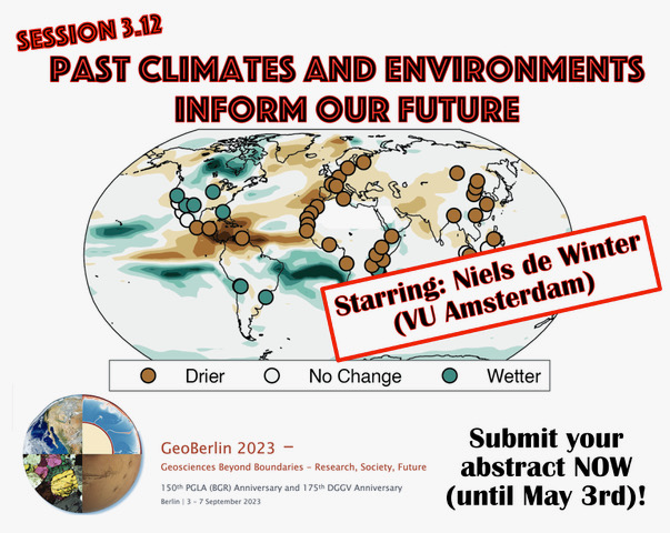 Prof. Stefanie Kaboth-Bahr🔬🐚🌎 (@kabothbahr) on Twitter photo 🚨Unsure 🤔which session to send your amazing abstract to #GeoBerlin2023? How about these two? w/ <a href="/NielsJdeWinter/">NielsdeWinter🌱</a> @clblanchet <a href="/chris0geo/">Christian Zeeden</a> and many more 🧪🌿🌊🌦️❄️🪵📈🐚! DEADLINE: 2⃣2⃣ May 2023!!!!! Don't be shy, we want to hear about your science!!!! <a href="/DGGV_de/">DGGV - Deutsche Geologische Gesellschaft - Geol Ve</a> 🚨Unsure 🤔which session to send your amazing abstract to #GeoBerlin2023? How about these two? w/ <a href="/NielsJdeWinter/">NielsdeWinter🌱</a> @clblanchet <a href="/chris0geo/">Christian Zeeden</a> and many more 🧪🌿🌊🌦️❄️🪵📈🐚! DEADLINE: 2⃣2⃣ May 2023!!!!! Don't be shy, we want to hear about your science!!!! <a href="/DGGV_de/">DGGV - Deutsche Geologische Gesellschaft - Geol Ve</a>