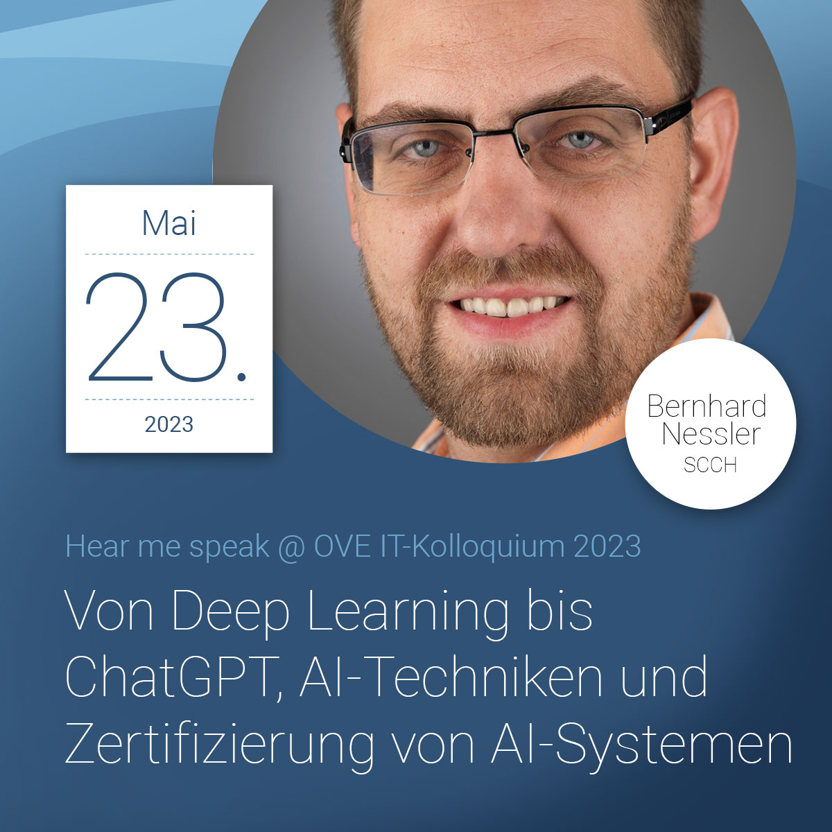 #DeepLearning hat in den letzten Jahren spektakuläre Erfolge gefeiert. Aber was sind die Voraussetzung für die Zertifizierbarkeit eines #AI-Systems? Bernhard Nessler/SCCH spricht darüber beim #OVE-#ITKolloquium

👉 Gleich anmelden: bit.ly/3M0IDOm