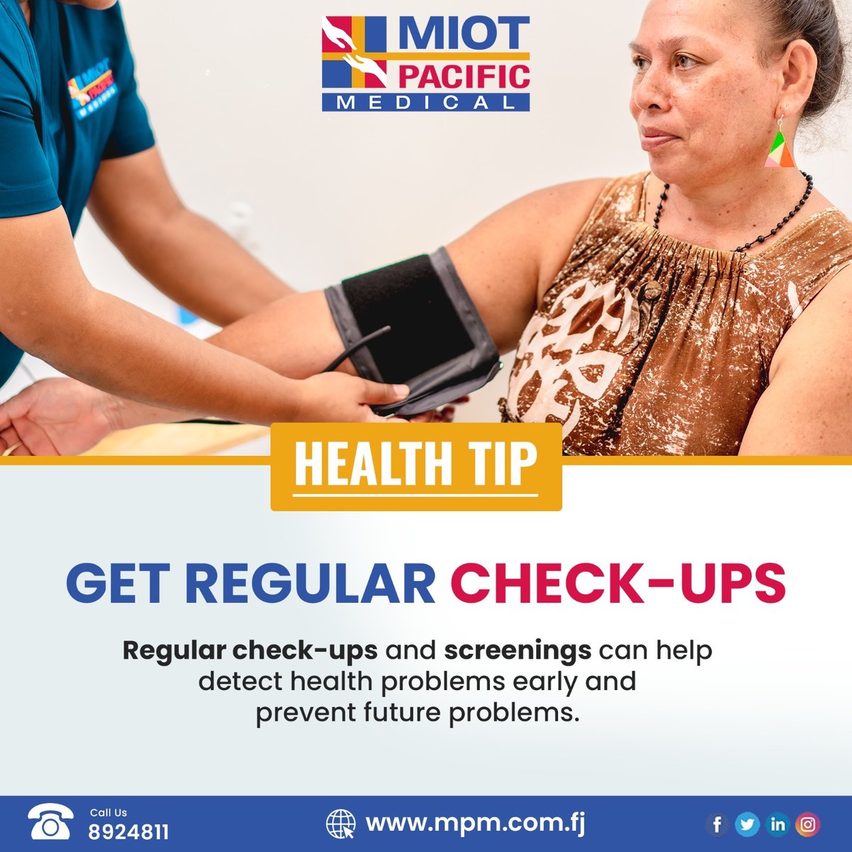 It is a good idea to visit a doctor regularly, even if you feel healthy. The purpose of these visits is to check for current or emerging medical problems and assess your risk of future issues.

#Healthtip #Health #Healthtipoftheday #healthcheck #screening #MIOTPacificMedical