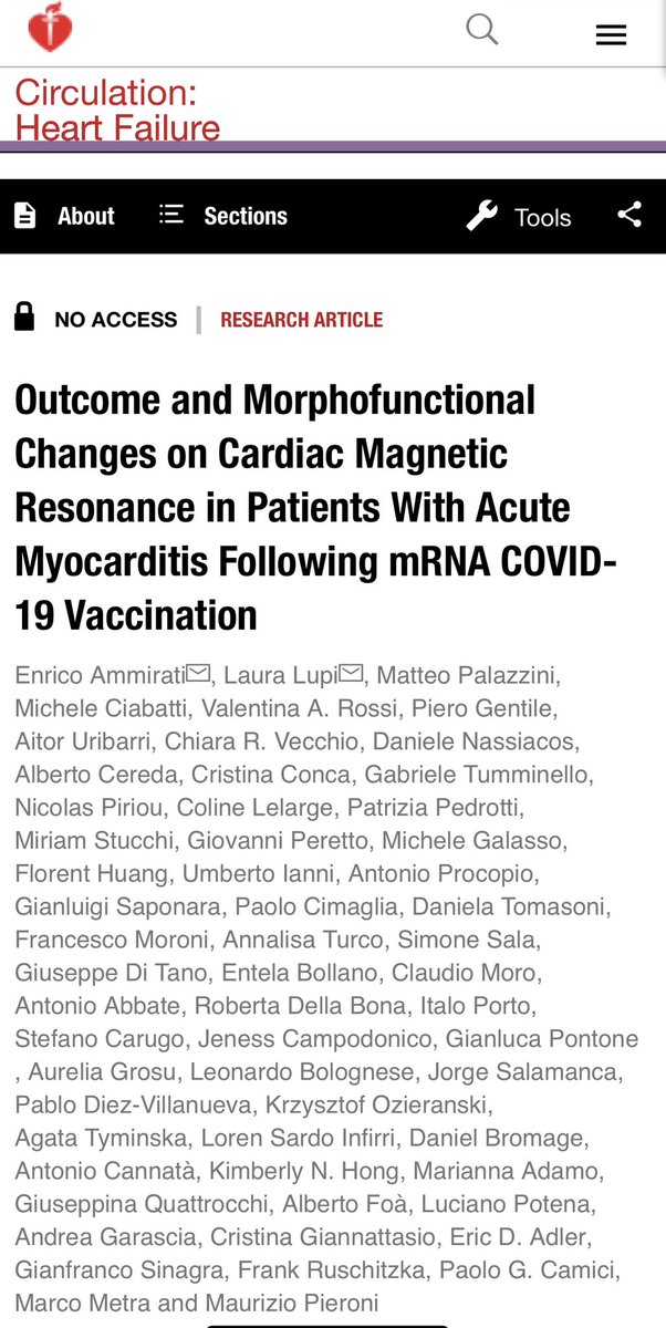 What’s the outcome of myocarditis following mRNA COVID-19 vaccination? ahajournals.org/doi/10.1161/CI… 
@CircHF #whycmr #myocarditis #CardioTwitter @AmmiratiEnrico