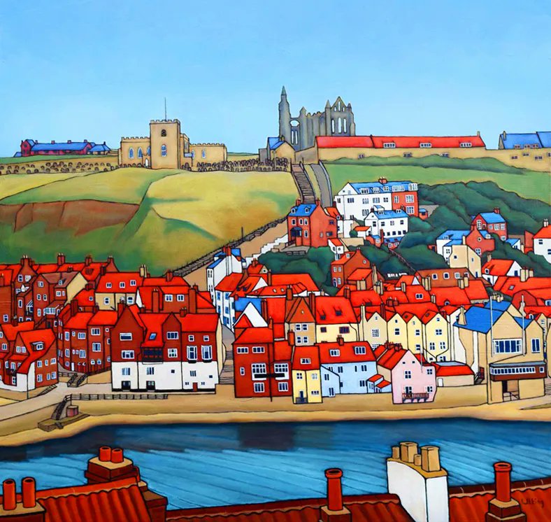 I often paint variations on the same scene, with different light or viewpoint. Here are four versions of Whitby East Side, the199 steps and the abbey.
The last one is most popular as a print - maybe it's the red roofs in the foreground?

#daviduttingartist #whitby #printsforsale