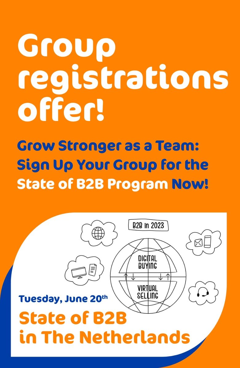 Join 𝐓𝐡𝐞 𝐒𝐭𝐚𝐭𝐞 𝐨𝐟 𝐁2𝐁 𝐢𝐧 𝐓𝐡𝐞 𝐍𝐞𝐭𝐡𝐞𝐫𝐥𝐚𝐧𝐝𝐬 event for insights and inspiration from our latest report “A day in the life of three marketing managers”.
𝐑𝐞𝐠𝐢𝐬𝐭𝐞𝐫 𝐲𝐨𝐮𝐫 𝐠𝐫𝐨𝐮𝐩 for up to 20% off the regular price!
lnkd.in/eav2DEEv