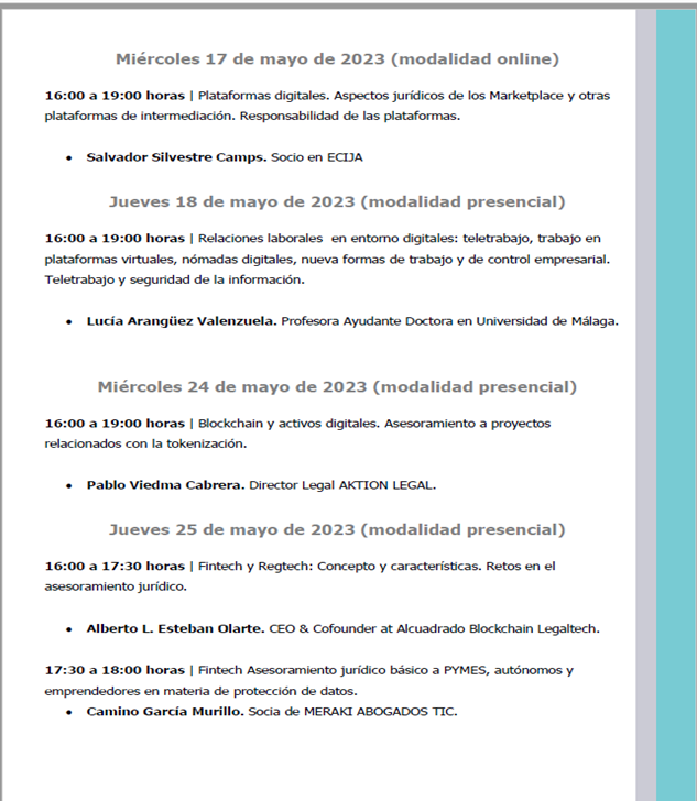 algoritmolegal's tweet image. Nuestro director @RicarditoOliva impartirá la ponencia &quot;Robótica e #InteligenciaArtificial, implicaciones jurídico-laborales&quot; en el Curso de Especialización y Asesoramiento Jurídico a Empresas y Emprendedores del Entorno Digital, organizado por el Colegio de Abogados de Málaga.
