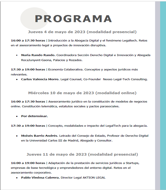 algoritmolegal's tweet image. Nuestro director @RicarditoOliva impartirá la ponencia &quot;Robótica e #InteligenciaArtificial, implicaciones jurídico-laborales&quot; en el Curso de Especialización y Asesoramiento Jurídico a Empresas y Emprendedores del Entorno Digital, organizado por el Colegio de Abogados de Málaga.