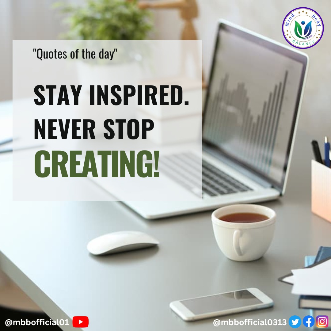 ✅ Stay inspired 
✅ Never stop Creating 
As you can create the best.'

#stressrelief #yogabreathing #healthy #relaxation #deeprelax #meditateeveryday #mindfulmeditation #meditationpractice #yogamindset #yogalifestyle #yogateacher #fitnessjourney #mindbodybalance #mbbofficial0313