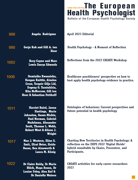 EHPMagazine's tweet photo. The EHP's 2nd issue of 2023 is officially out! 
It is full of reflections on sessions from last year's conference and lessons to apply to our work in health psychology! 

Read the full issue here: https://t.co/ygc39VOjuu https://t.co/yJtGeFMzFY