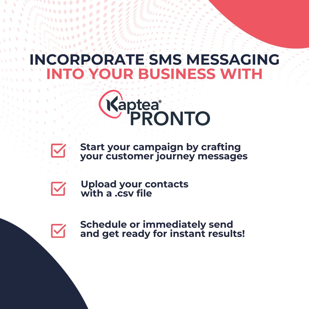 Kaptea Pronto ensures simple, secure deployment of personalised bulk SMS messaging, which not only enables different types of agents to access and send messages but also allows you to measure performance thanks to its built-in analytics. kaptea.io/pronto/ #twilio #kaptea