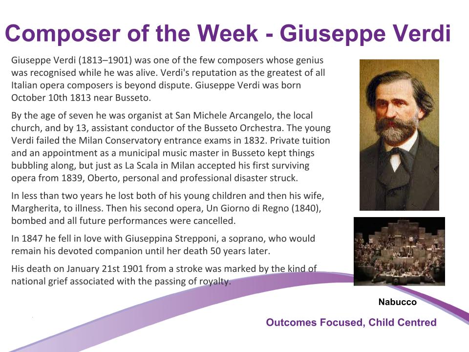 Our Composer of the Week is Giuseppe Fortunino Francesco Verdi was an Italian composer best known for his operas.🎻
#CoCurricular #ComposerOfTheWeek